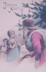c1900 Santa Claus Hand Colored Children Vintage Christmas Postcard Germany