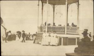 Hampton Beach NH Bandstand People & Vaudeville Sign c1910 Real Photo Postcard 