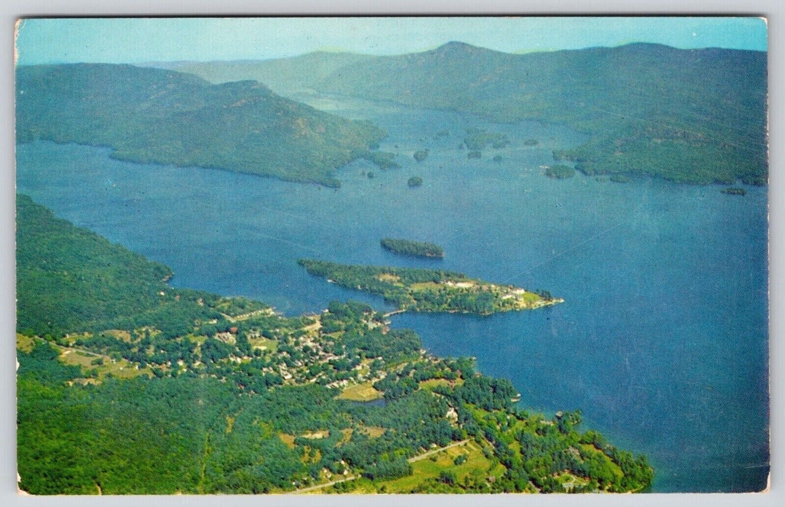Bolton Landing New York Narrows Scenic Birds Eye View Chrome UNP