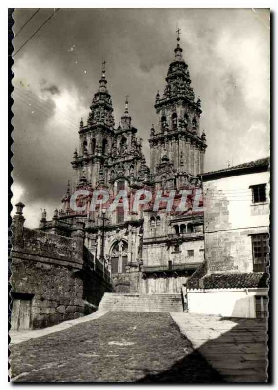 Old Postcard Santiago de Compos Ela Cathedral facade Obradoiro
