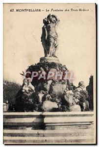 Old Postcard MONTPELLIER The Fountain of the Three Graces