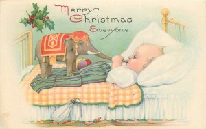 Postcard C-1910 Merry Christmas Infant Elephant toy 23-7521