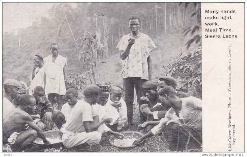 Many Hands Make Light Work, Meal Time, Sierra Leone, Africa, 1910-1920s