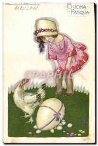 Old Postcard Fantasy Illustrator Child Hen Mauzan