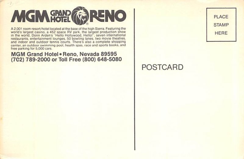 Mgm Grand Hotel, Reno, Nevada  