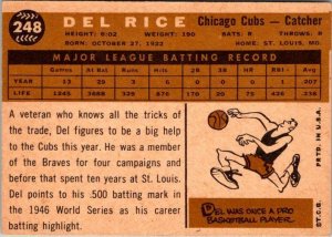 1960 Topps Baseball Card Del Rice Chicago Cubs sk10509