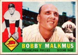 1960 Topps Baseball Card Bobby Malkmus Philadelphia Phillies sk10504