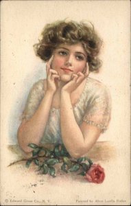 Beautiful Woman Daydreaming Rose Flower Alice Luella Fidler American Girl 46