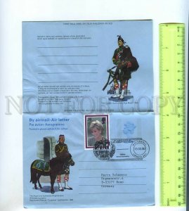 453921 2000 UK aerogram posted to Germany Parachuting Princess Diana on a stamp