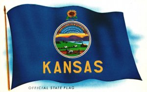 Vintage Postcard Official State Flag of Kansas Great Seal & Crest