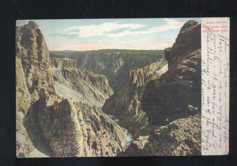 YELLOWSTONE NATIONAL PARK GRAND CANYON VIEW VINTAGE POSTCARD 1906 SUFFIELD