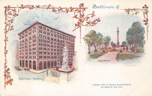 EQUITABLE BUILDING & BROADWAY BALTIMORE MARYLAND POSTCARD (1897)