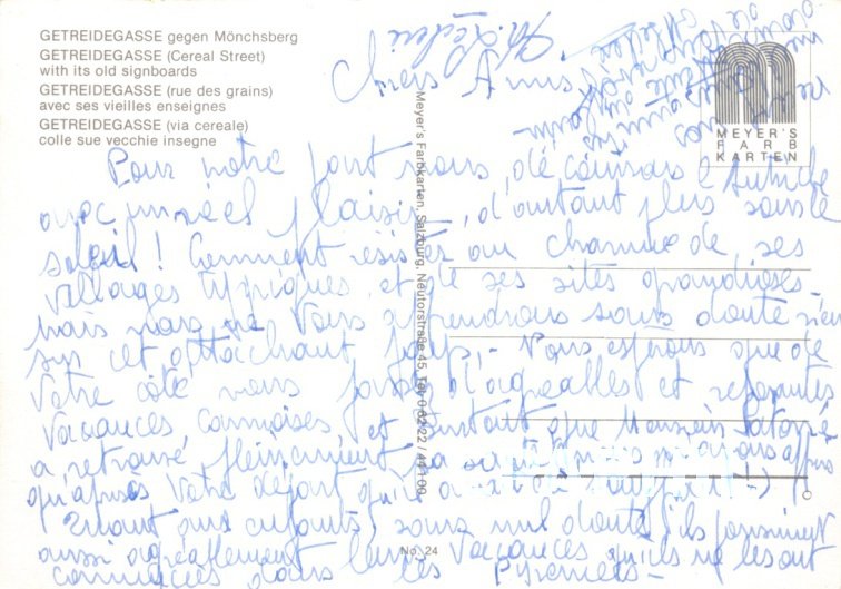 Postcard Modern GETREIDEGASSE M�nchsberg gegen Tobacco Austria