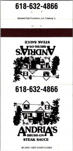 Matchbook Cover Andria's Steakhouse Brush-On Steak Sauce O'Fallon Illinois MB176