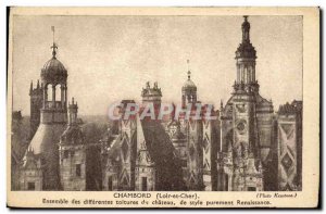 Old Postcard Chateau de Chambord Set of Different roofs of the castle