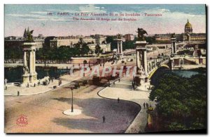 Old Postcard Paris Pont Alexandre III and Invalides Panorama