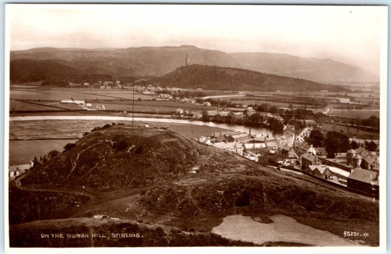 c1940s Gowan Hill Stirling, UK Birds Eye RPPC Downtown Mound Real Photo A132