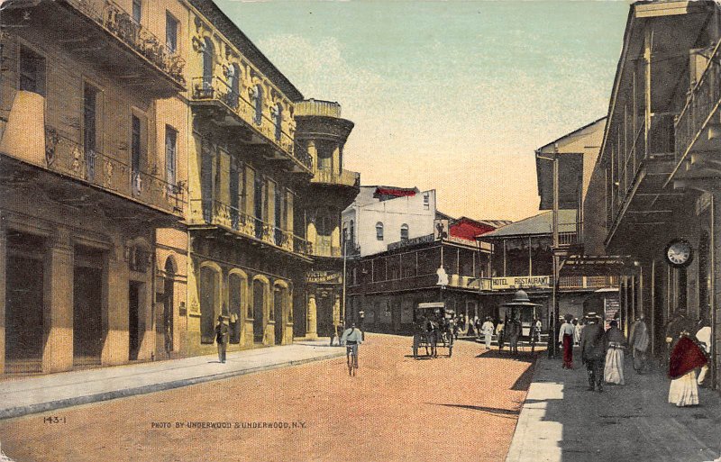 A Street View in Panama City, Panama,  Early Postcard, Unused