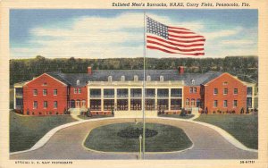 Enlisted Mens Barracks NAAS Corry Field Pensacola Florida linen postcard