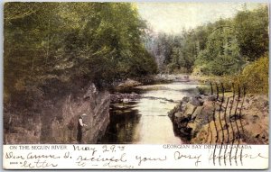 Postcard Georgian Bay ONT 1908 On The Seguin River Split Ring Norwood Grove Man.