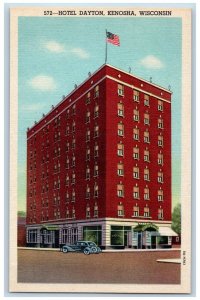 Kenosha Wisconsin WI Postcard Hotel Dayton Building Exterior c1940's Antique