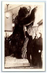 Kodiak Alaska AK Postcard RPPC Photo World's Record Kodiak Bear c1940's Vintage