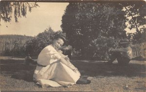 F79/ Interesting Photo RPPC Postcard c1910 Woman Sticking out Tongue! 16