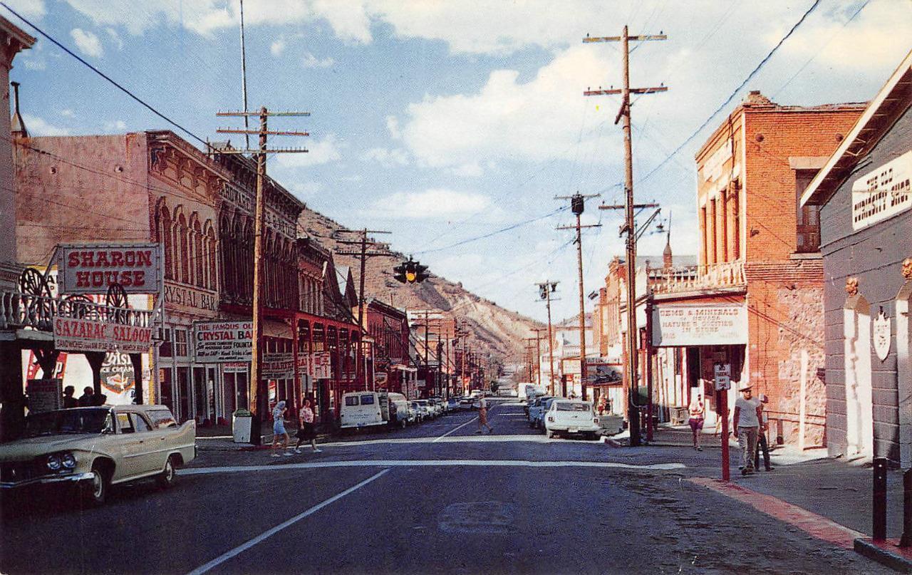 VIRGINIA CITY, NEVADA Street Scene Sharon House Saloon c1950s Vintage