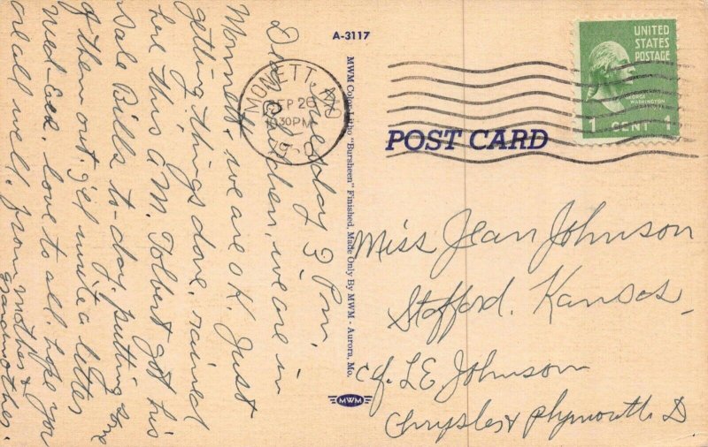 Postcard U.S. Post Office in Monett, Missouri