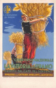 FARMING POLITICAL ITALY POSTER ART ADVERTISING POSTCARD (c.1925-1930s) !!