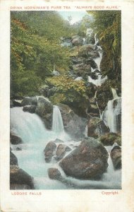 Drink Horniman`s Pure Tea British scenic Ladore Falls tea advertising postcard 