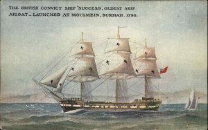 British Prison Convict Ship Success c1910 Postcard - Launched 1790
