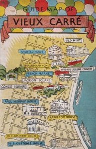 Postcard Guide Map Vieux Carre New Orleans LA