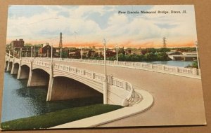 VINTAGE .01 LINEN PC UNUSED NEW LINCOLN MEMORIAL BRIDGE, DIXON, ILL.