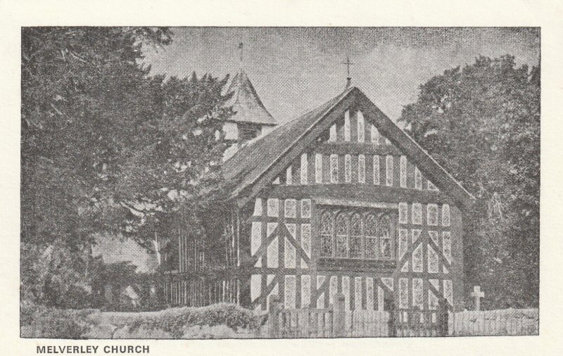 MELVERLEY CHURCH, Shropshire - Vintage POSTCARD (Drawing)