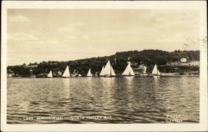 North Hatley Quebec Lake Massawippi SAILING Real Photo Postcard