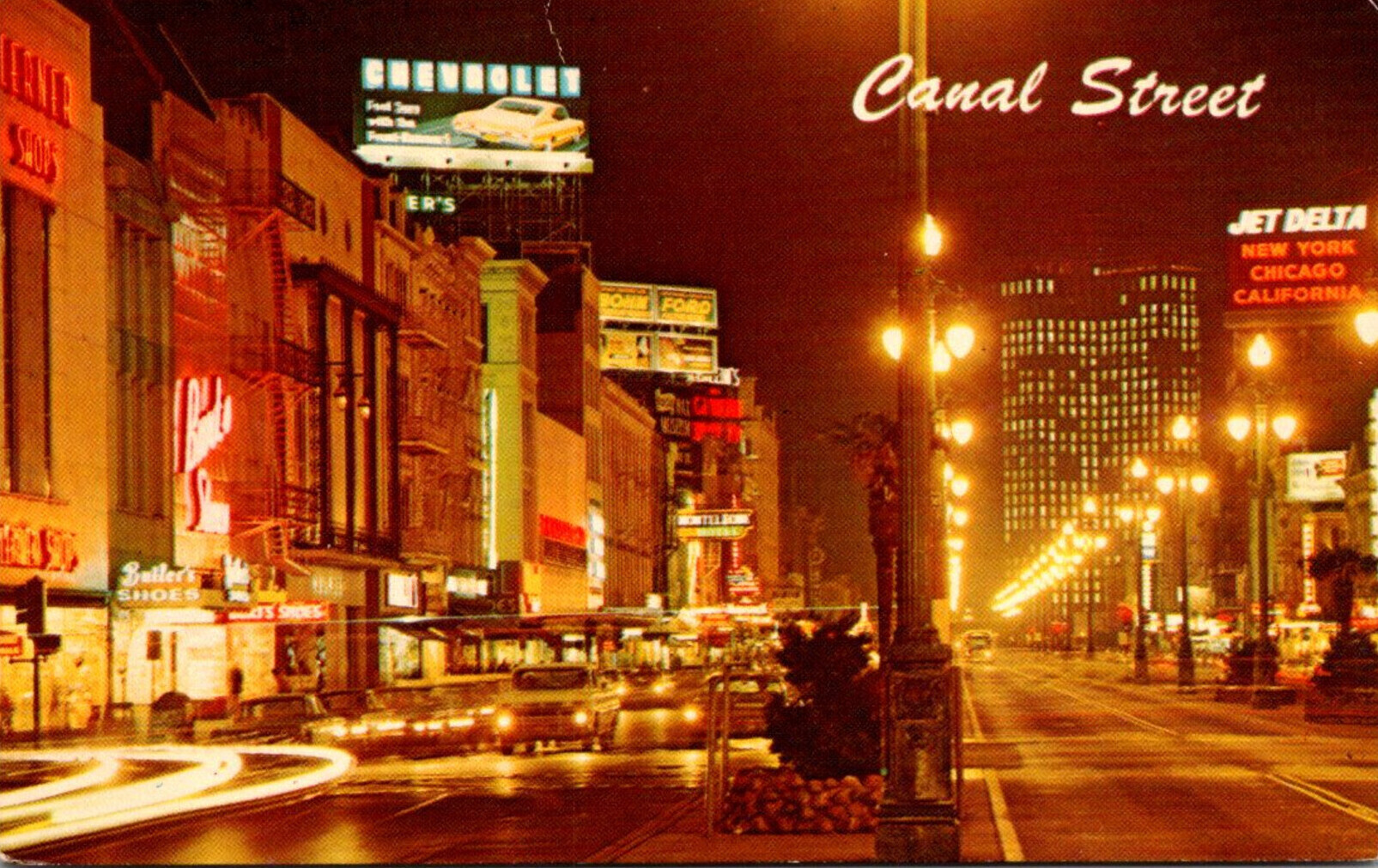 Louisiana New Orleans Canal Street At Night