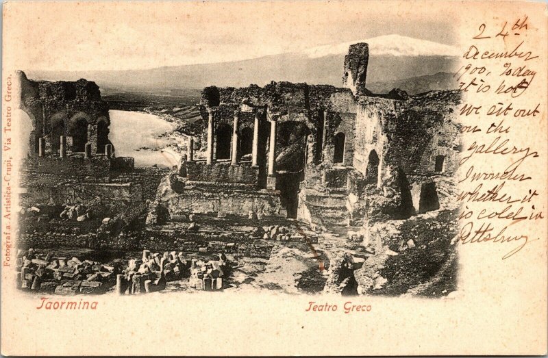 Jaormina Jeatro Greco 1900 Antique Postcard UDB Italiana WOB Note 