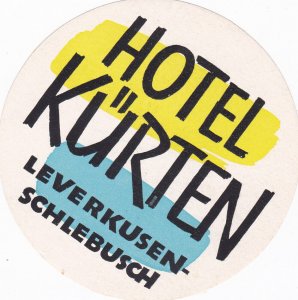 Germany Leverkusen-Schlebusch Hotel Kuerten Vintage Luggage Label sk2336