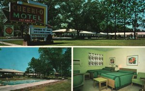 Vintage Postcard Cheeri-O Motel Swimming Pool and Bedrooms Glennville Georgia GA