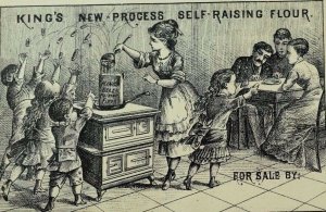 1870's-80's King's Self-Raising Flour Lady Cooking & Children Grabbing P64