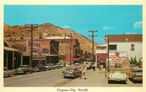 Virginia City Nevada automobiles Delta Bucket of Blood Saloons Postcard 21-13855