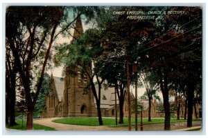 1910 Christ Episcopal Church And Rectory Poughkeepsie New York NY Trees Postcard