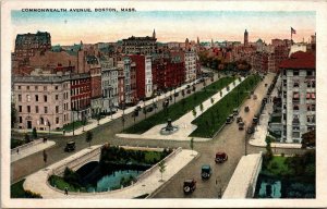 Vtg Boston Massachusetts MA Commonwealth Avenue Street View 1920s Postcard