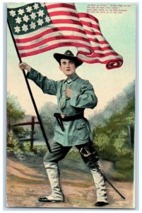 1910 Military Soldier Holding Flag Patriotic Chicago Illinois IL Posted Postcard