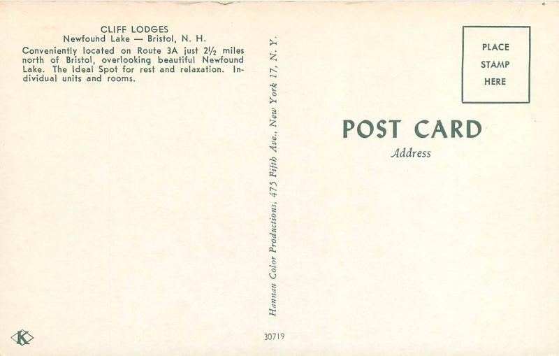 Cliff Lodges Newfound Lake Bristol New Hampshire NH Postcard