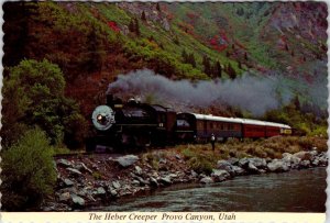 UT, Utah  HEBER CREEPER RAILROAD~TRAIN  Provo River Canyon  4X6 Postcard