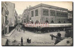 Postcard Old Perpignan Place de la Loge and Rue des Marchands Grand Cafe de F...