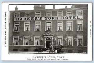 York Yorkshire England Postcard Harker’s Hotel Near Minster c1910 Antique