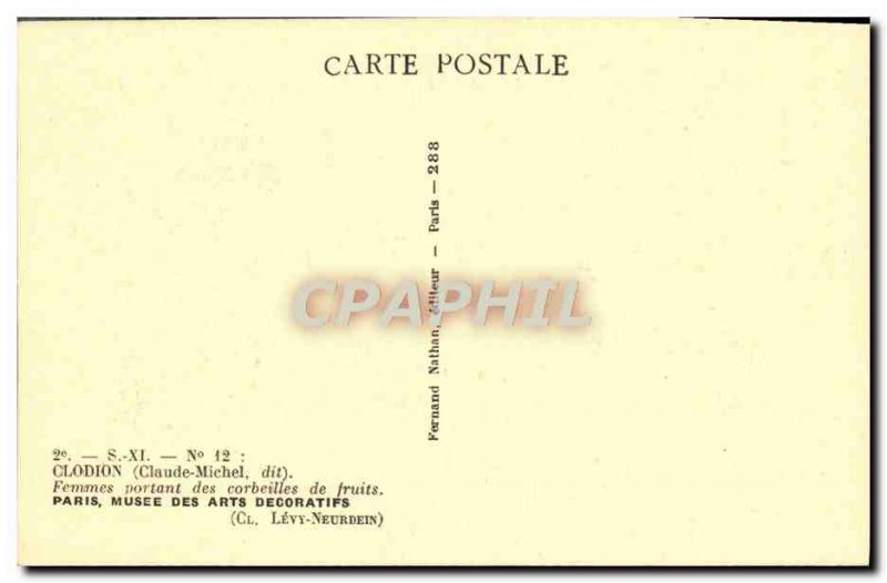 Old Postcard Clodion Women Wearing The trays Fruit Paris Musee Des Arts Decor...